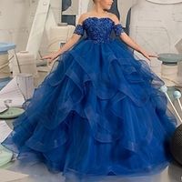 Princess Floor Length Flower Girl Dress Wedding Party Girls Cute Prom Dress Lace with Appliques Elegant Fit 3-16 Years Lightinthebox - thumbnail