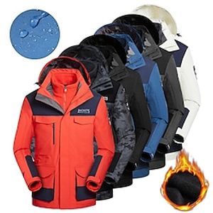 Men's Hiking 3-in-1 Jackets Ski Jacket Waterproof Hiking Jacket Fleece Winter Outdoor Thermal Warm Fleece Lining Waterproof Windproof Outerwear Trench Coat Top Denim Blue White Black Camouflage Orange Lightinthebox