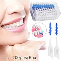 100pcs Interdental Silicone Brushes Dental Toothpicks Brush Between Teeth Silicone Toothpicks With Thread Oral Cleaning Tool Lightinthebox