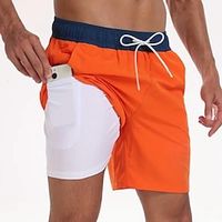 Men's Board Shorts Swimwear Swim Shorts Sports Going out Weekend Breathable Quick Dry Running Casual Drawstring Elastic Waist Plain Knee Length Gymnatics Activewear Wine Red Black Micro-elastic Lightinthebox - thumbnail