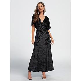 Velvet Sparkle V Neck Maxi Dress