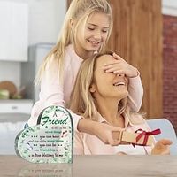 Acrylic Plaque Heart Shaped Green Leaf Style Friendship Blessing Acrylic Plaque With Appreciation Quote Thank You Gifts For Friend Eucalyptus Friendship Paperweight Birthday Gift For Friend Lightinthebox