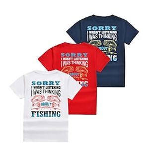 Kids Boys T shirt Short Sleeve 3D Print Letter Animal Crewneck White Red Navy Blue Children Tops Spring Summer Active Fashion Daily Daily Outdoor Regular Fit 3-12 Years Lightinthebox