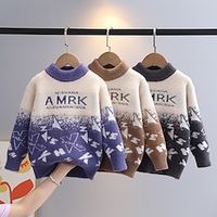Kids Boys Sweater Graphic Long Sleeve Crewneck School Fashion Blue Fall Clothes 7-13 Years Lightinthebox - thumbnail