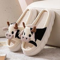 Women's Cartoon Cute Cow House Slippers, Platform Soft Sole Anti-slip Warm Plush Home Slides, Women's Indoor Cozy Shoes, Christmas Gift Xmas Gift miniinthebox - thumbnail