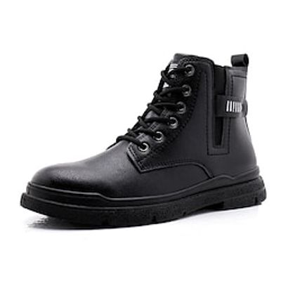 Men's Boots Casual Outdoor PU Mid-Calf Boots Black Gray Brown Fall Winter Lightinthebox