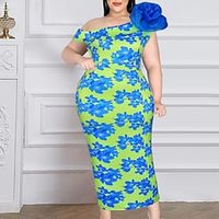 Women's Plus Size Sheath Dress Floral One Shoulder Sleeveless Spring Summer Vintage Prom Dress Maxi long Dress Party Dress Lightinthebox - thumbnail