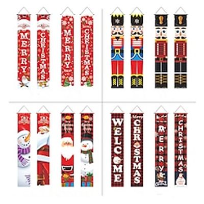 1 Set Christmas Door Hanging Christmas Decoration Modern Farmhouse Decor Christmas Door Banners Christmas Welcome Banner Front Door Oxford Cloth Merry Christmas Lightinthebox