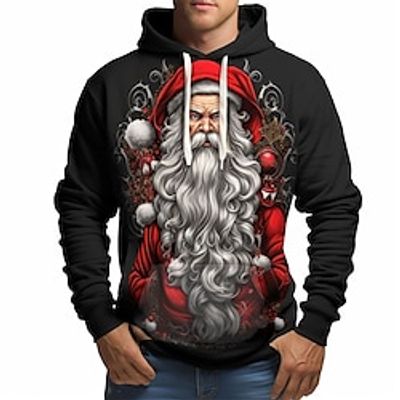 Graphic Santa Claus Fashion Daily Basic Men's 3D Print Hoodie Pullover Christmas Sports Outdoor Holiday Hoodies Black Grey Black Hooded Front Pocket Print Spring Fall Designer Lightinthebox Graphic Santa Claus Fashion Daily Basic Men's 3D Print Hoodie Pullover Christmas Sports Outdoor Holiday Hoodies Black Grey Black Hooded Front Pocket Print Spring Fall Designer Lightinthebox