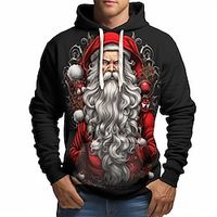 Graphic Santa Claus Fashion Daily Basic Men's 3D Print Hoodie Pullover Christmas Sports Outdoor Holiday Hoodies Black Grey Black Hooded Front Pocket Print Spring   Fall Designer Lightinthebox - thumbnail