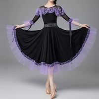 Ballroom Dance Dress Splicing Women's Performance Daily Wear 34 Length Sleeve Crystal Cotton Lightinthebox - thumbnail