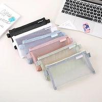 Simple Transparent Mesh Pencil Case Storage Student Pencil Bag Large Capacity Pouches Stationery Cosmetic Bags Lightinthebox - thumbnail