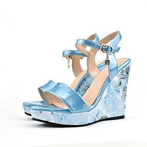 Women's Sandals Wedge Heel Peep Toe PU Synthetics Pink Gold Silver Lightinthebox