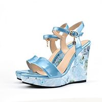 Women's Sandals Wedge Heel Peep Toe PU Synthetics Pink Gold Silver Lightinthebox - thumbnail