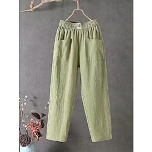 Women's Linen Pants Chinos Cropped Pants Ankle-Length Cotton And Linen Pocket High Waist Vacation Streetwear Christmas Street Black White S M Winter Autumn / Fall miniinthebox