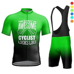 21Grams Men's Cycling Jersey with Bib Shorts Short Sleeve Mountain Bike MTB Road Bike Cycling Yellow Red Blue Graphic Bike Moisture Wicking Quick Dry Spandex Sports Graphic Letter  Number Clothing Lightinthebox
