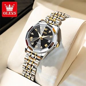 Olevs Women Quartz Watch Luxury Business Diamond Dress Analog Ladies Wristwatches Luminous Calendar Fashion Waterproof Stainless Steel Watch Female Clock miniinthebox