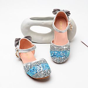 Girls' Flats Comfort Flower Girl Shoes Princess Shoes Faux Fur PU Little Kids(4-7ys) Daily Party  Evening Walking Shoes Bowknot Pearl Sequin Pink Silver Fall Spring  Color Block Lightinthebox