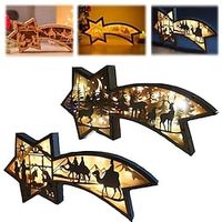 Christmas Nativity Star Lamp, LED Wooden Christmas Ornaments Nativity Scene Star Shaped Desk Lamp, 3D Christmas Decor, Cute Desk Decor, Lighted Nativity Star, Creative Xmas Gifts Lightinthebox - thumbnail