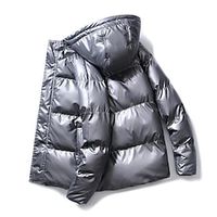 Men's Puffer Jacket Quilted Jacket Outdoor Casual  Daily Vacation Going out To-Go Letter  Number Outerwear Clothing Apparel Black Light Grey Gray Lightinthebox - thumbnail