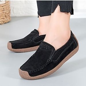 Women's Loafers Comfort Shoes Daily Flat Heel Round Toe Casual Satin Loafer Solid Color Black Pink Red Lightinthebox