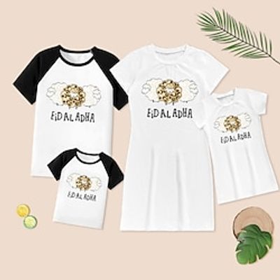 Family Look Dresses T shirt Tops Moon Letter Animal Causal Patchwork White Short Sleeve Knee-length Daily Matching Outfits Lightinthebox Family Look Dresses T shirt Tops Moon Letter Animal Causal Patchwork White Short Sleeve Knee-length Daily Matching Outfits Lightinthebox