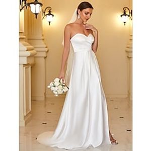 A-Line Evening Gown Minimalist Dress Wedding Guest Floor Length Sleeveless Strapless Satin Backless with Sleek Pure Color 2023 miniinthebox