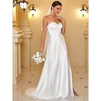 A-Line Evening Gown Minimalist Dress Wedding Guest Floor Length Sleeveless Strapless Satin Backless with Sleek Pure Color 2023 miniinthebox - thumbnail