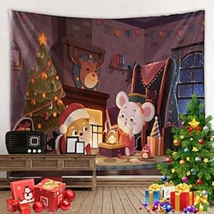 Christmas Tree Wall Tapestry Photography Background Art Decor Gift Snowman Santa Claus Reindeer Blanket Hanging Home Bedroom Living Room Decoration Polyester Lightinthebox