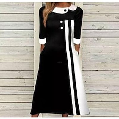 Women's A Line Dress Knee Length Dress Black Half Sleeve Striped Ruched Spring Summer Crew Neck Elegant Casual 2022 S M L XL XXL 3XL Lightinthebox Women's A Line Dress Knee Length Dress Black Half Sleeve Striped Ruched Spring Summer Crew Neck Elegant Casual 2022 S M L XL XXL 3XL Lightinthebox