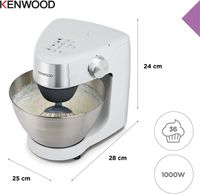 Knewood Stand Mixer Kitchen Machine PROSPERO+ 1000W with 4.3L Stainless Steel Bowl, K-Beater, Whisk, Dough Hook, Blender KHC29.B0WH white