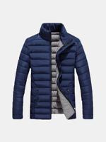 Stand Collar Solid Color Jacket for Men - thumbnail