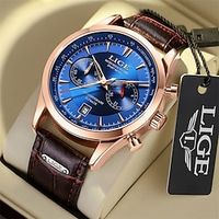 LIGE Men Quartz Watch Sports Fashion Wristwatch Analog Luminous Stopwatch Calendar Chronograph Leather Watch miniinthebox
