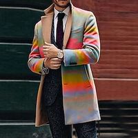 Men's Winter Coat Overcoat Coat Business Casual Winter Fall Polyester Thermal Warm Outerwear Clothing Apparel Sporty Tie Dye Quilted Turndown Open Front miniinthebox - thumbnail