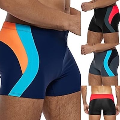 Men's Swim Shorts Swim Trunks Daily Beach Breathable Quick Dry Drawstring Elastic Waist Color Block Short Sport Casual Activewear Black Dark Blue Micro-elastic Lightinthebox