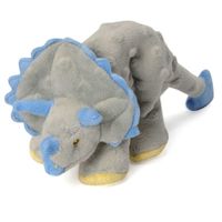 Godog Dinos Frills With Chew Guard Technology Durable Plush Squeaker Dog Toy, Gray, Small