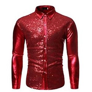 men's casual shirts red sequins nightclub dress shirt tuxedo 2021 shiny glitter men slim fit camisas hombre party wedding Lightinthebox