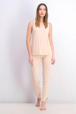 Womens Sleeveless Sleepwear Set Peach Womens Sleeveless Sleepwear Set Peach