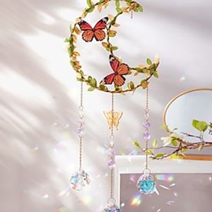 1PC Moon Butterfly Sun Catcher Crystal Pendant Garden Decoration miniinthebox