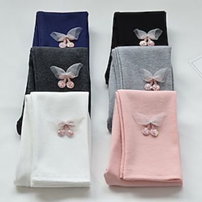 Kids Girls' Leggings Solid Color Adorable Tie Knot School 7-13 Years Spring Black White Pink Lightinthebox