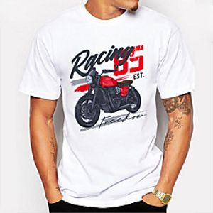 Men's T shirt Other Prints Machine Letter Print Short Sleeve Daily Tops Simple White miniinthebox