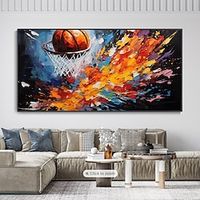 Oil Painting Art Basketball Stadium Art Vibrant Colorful Textured Wall Art Handamde Thick Painted Canvas Oil Painting Great Shooting Moments For Wall Decor No Frame miniinthebox