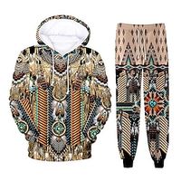 Men's Tracksuit Hoodies Set Graphic Patterned Tribal 2 Piece Print Sports  Outdoor Casual Sports 3D Print Sportswear Basic Essential Hoodies Sweatshirts  Brown Lightinthebox - thumbnail