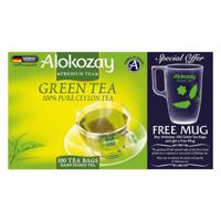 Alokozay Green Tea - 100 Tea Bags + Mug