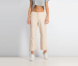 Womens Plain Tie Hem Pants  Beige