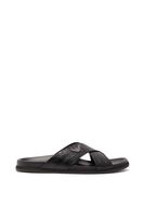 Croc-Print Leather Crossover Sandals Croc-Print Leather Crossover Sandals