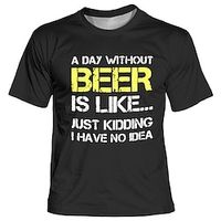 Graphic Beer Daily Designer Casual Men's 3D Print T shirt Tee Sports Outdoor Holiday Going out T shirt Black Burgundy Army Green Short Sleeve Crew Neck Shirt Spring Summer Clothing Apparel S M L XL Lightinthebox