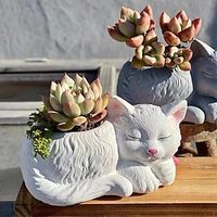 Cute Kitten Fleshy Plant Flower Pot Silicone Mold Cat Succulent Plant Flowerpot Concrete Silica Gel Mold Home Decor Gypsum Mould 11.576CM Lightinthebox - thumbnail
