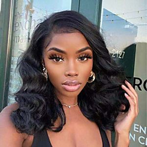 Unprocessed Virgin Hair 4x13 Closure Wig Middle Part style Brazilian Hair Burmese Hair Water Wave Deep Curly Black Wig Soft Natural Hairline Coloring With Bleached Knots Bleached Knots Women's 24 miniinthebox
