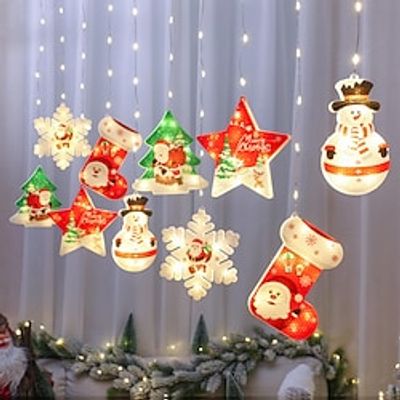 Christmas Curtain String Lights LED Hanging Fairy Lights Window Decorations 140LEDs 30.5m Stars Fairy String Lights USB Powered Bedroom Window New Year Gifts Christmas Party Decoration Lightinthebox